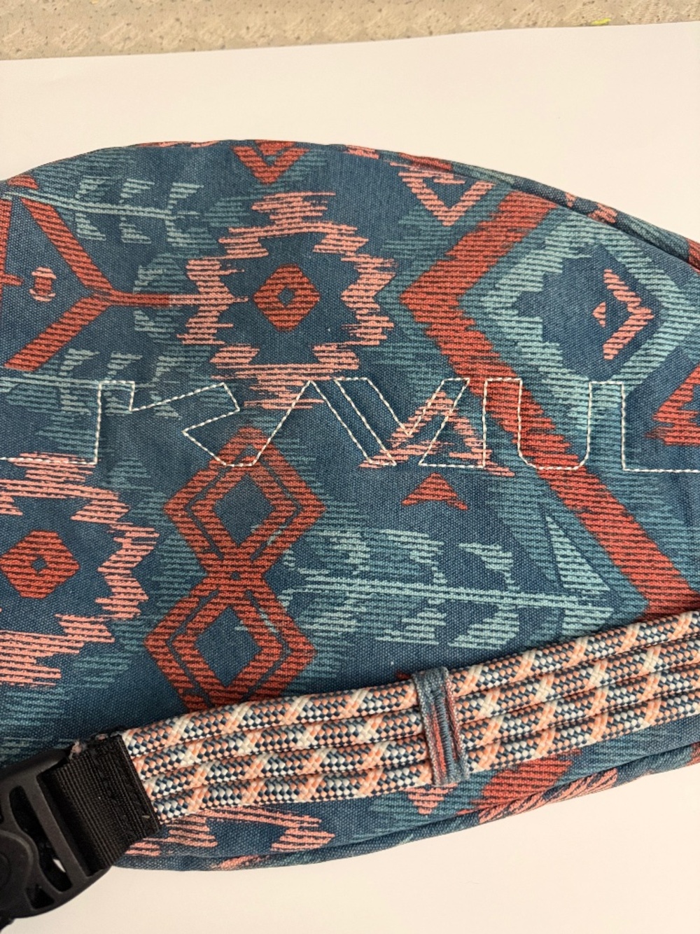 Kavu Teal & Coral Patterned Sling Bag